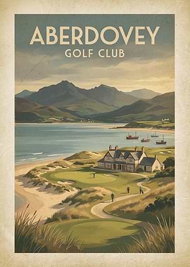 Aberdovey Golf Club Vintage Poster
