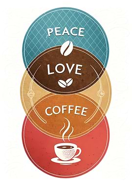 Peace Love Coffee Typography Art
