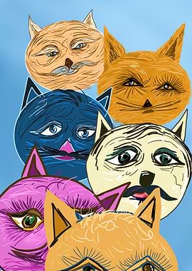 Group of Stylized Cat