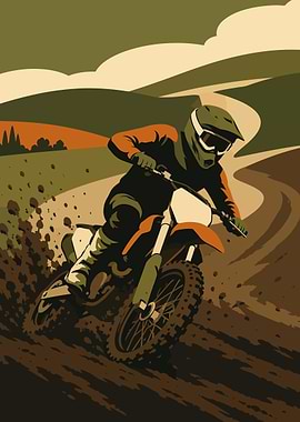 Motocross Rider Speeds Through Mud