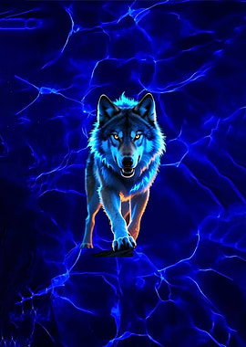 Glowing Blue Wolf