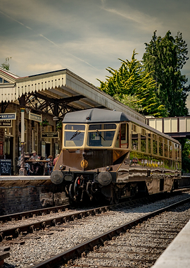 Vintage Railcar at a Station