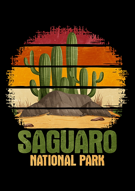 Saguaro National Park Retro Sunset