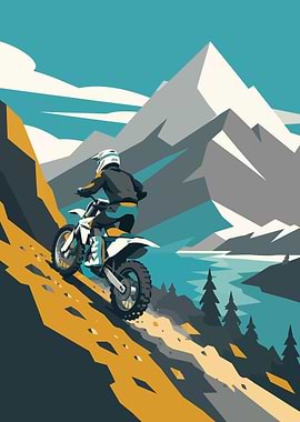 Motocross Rider on Mountain Trail