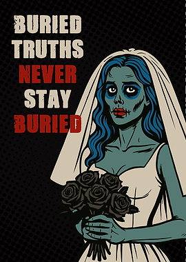 Zombie Bride with 'Buried Truths' Text