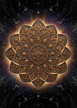 Golden Mandala with Gems