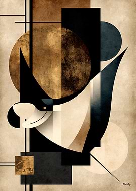 Golden Japandi Stingray No. 13 – Geometric Wall Art