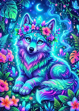 Magical Wolf in Enchanted Forest