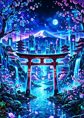 Cyberpunk Japanese Landscape