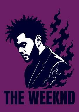 The Weeknd Portrait with Flames