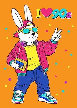 Retro 90s Rabbit DJ
