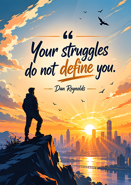 Inspirational Sunrise Cityscape with Quote