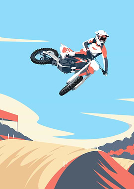 Motocross Rider Mid-Air Jump