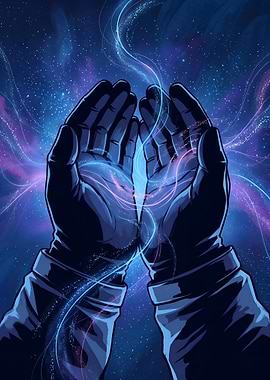 Hands Holding the Infinite Universe