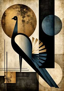 Golden Japandi Kujaku No. 19 – Japanese Geometric Wall Art