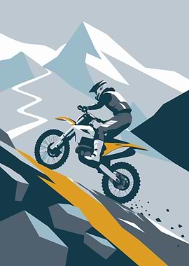 Motocross Rider on Mountain Trail