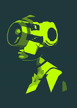 Stylized Mecha Cyborg Head Futuristic Cybernetic Warrior