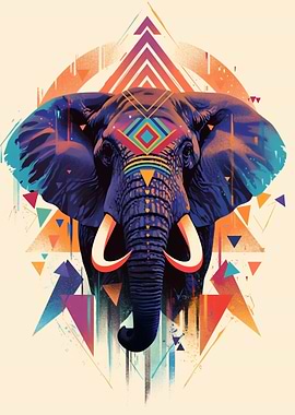 Tribal Elephant with Geometric Patterns