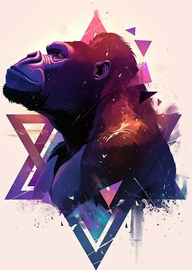 Geometric Gorilla Portrait