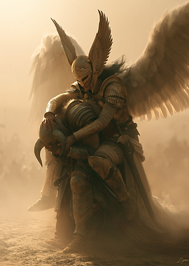 Angel holding a fallen warrior