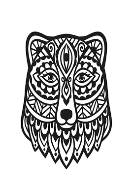 Ornate Wolf Head Illustration
