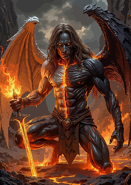 Demonic Warrior with Fiery Sword