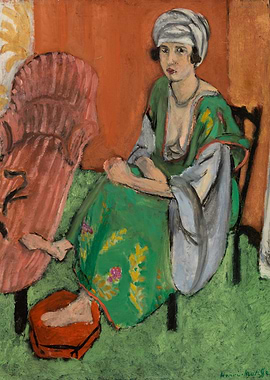 Woman in Green Dress with Turban