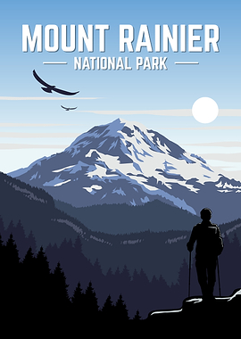 Mount Rainier National Park Vintage Poster