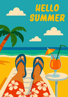 Hello Summer Beach Scene