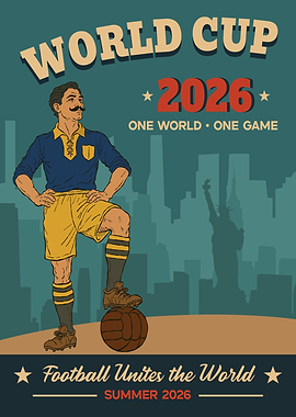 World Cup 2026 Vintage Poster