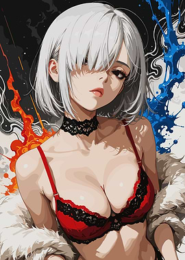 Anime Girl in Red Lingerie