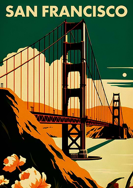 San Francisco Golden Gate Bridge Vintage Poster
