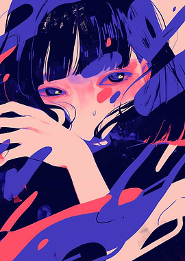 Distressed Anime Girl Portrait