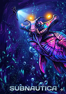 Subnautica Diver and Leviathan