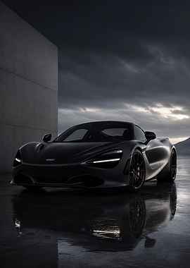 Dark McLaren 720S on Wet Surface