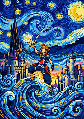 Sora in Starry Night Style