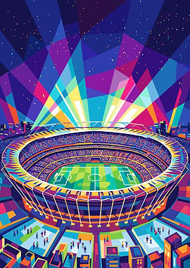 Vibrant Soccer Stadium at Night