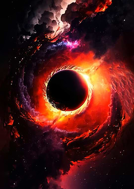 Cosmic Black Hole with Fiery Nebula