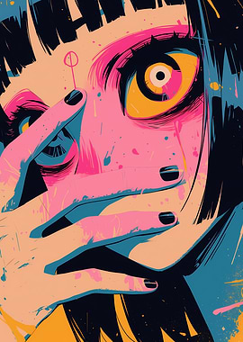 Anime Girl with Pink and Yellow Eyes