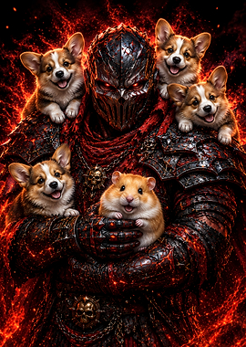 Dark Knight with Cute Animals