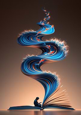 Book opens to a world of koi fish