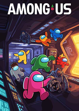 Among Us Crewmates in Spaceship