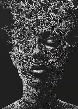 Abstract Face with Organic Textures