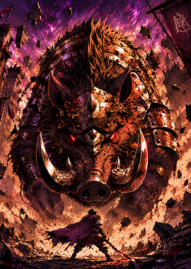 Giant Armored Boar vs Warrior