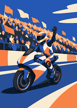 MotoGP Racer Waving to Crowd