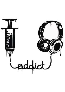Syringe and Headphones Addict Art