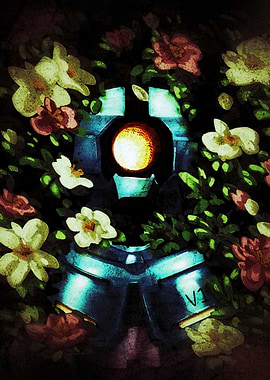 V1 Robot Surrounded by Flowers