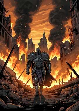 Knight in a burning city