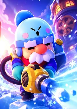 Brawl Stars character Gale in winter setting