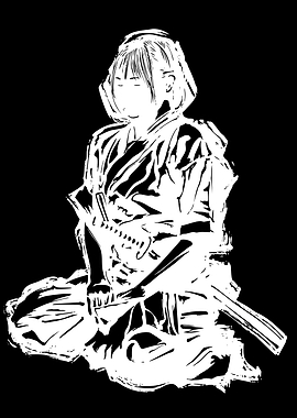 Samurai Woman Meditating with Sword